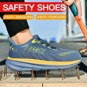 Nuove scarpe antinfortunistiche da uomo Scarpe da lavoro Scarpe da ginnastica in acciaio resistenti all'usura anti-impatto con punta in acciaio Scarpe da ginnastica protettive traspiranti Costruzione 1