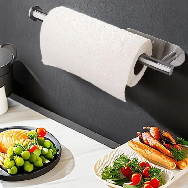 Porta asciugamani di carta da cucina Appendiabiti adesivo per fazzoletti Dispenser di carta igienica Armadietto portaoggetti Porta tovaglioli Accessori per il bagno 5