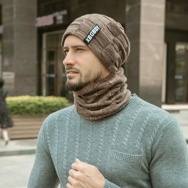 Cappello invernale per uomo donna pullover cappello sciarpa vestito più velluto foderato in pile bambini spesso caldo berretto cappello lavorato a maglia maschile berretti 5
