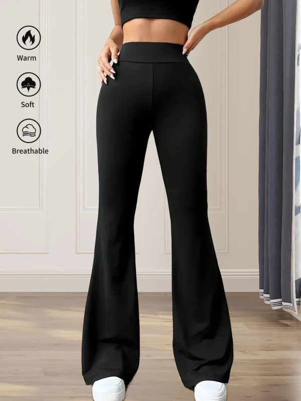 Pantaloni svasati attillati a vita alta primaverili ed estivi da donna, pantaloni neri lunghi a gamba sottile, pantaloni sottili a gamba larga per donne slim 4