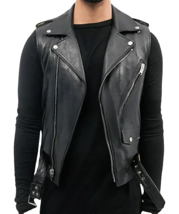 Costume da cavaliere con canotta in pelle da uomo, armatura in pelle medievale, gilet senza maniche, gilet in pelle con lacci 2