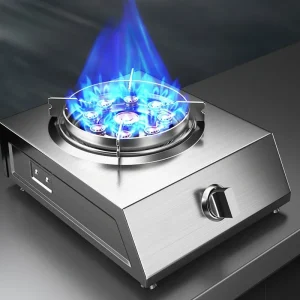 Stufe a gas in acciaio inossidabile addensato fuoco selvaggio commerciale singolo liquefazione foci impulso domestico fornello di accensione elettronico 1