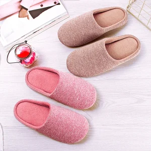 Pantofole Donne di Casa Coperta Molle Della Peluche Carino Pantofole di Cotone Scarpe antiscivolo Pantofole A Casa Piano Camera Da Letto di Colore Solido di Autunno 1