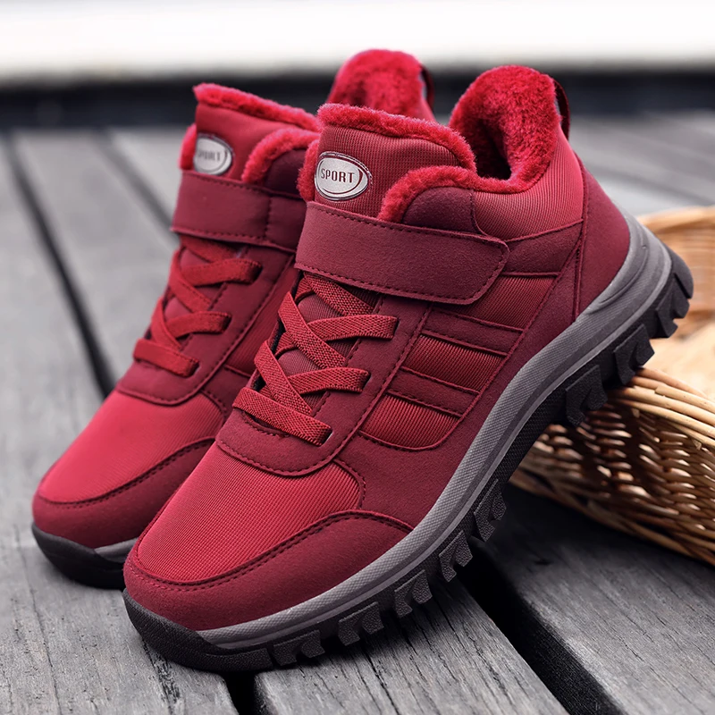 Stivali da neve da donna Caldi invernali Nuovo peluche Suola spessa Casual antiscivolo Comfort Scarpe da passeggio piatte per esterni unisex ammortizzanti 1