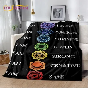 Rainbow 7 Chakra Mandala Bohemia morbida coperta di peluche, coperta di flanella coperta per soggiorno camera da letto divano letto copertura da Picnic 1