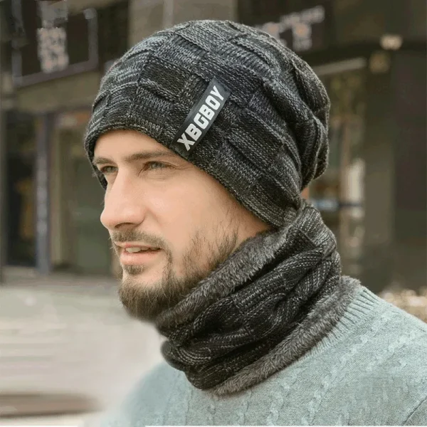 Cappello invernale per uomo donna pullover cappello sciarpa vestito più velluto foderato in pile bambini spesso caldo berretto cappello lavorato a maglia maschile berretti 1