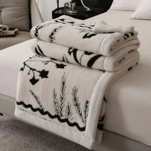 2025 nuova coperta in pile di cotone europeo composito jacquard a doppio strato coperta per pausa pranzo coperta per divano quattro stagioni 1