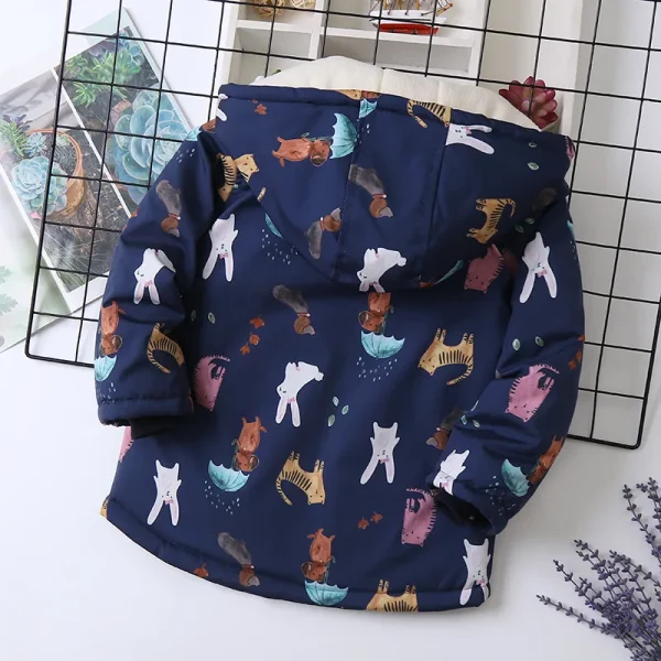 Autunno Inverno Ragazza Giacca Cappotto Cartone Animato Stampato Impermeabile Più Velluto Caldo Capispalla per Ragazza 4-14 Anni Bambini Adolescente Parka 3