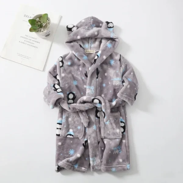 Accappatoio del fumetto per i bambini Flanella Manica lunga con cappuccio Abbigliamento per bambini Ragazzi Robe Primavera Autunno Inverno Accappatoio per bambini 2-12 anni 3