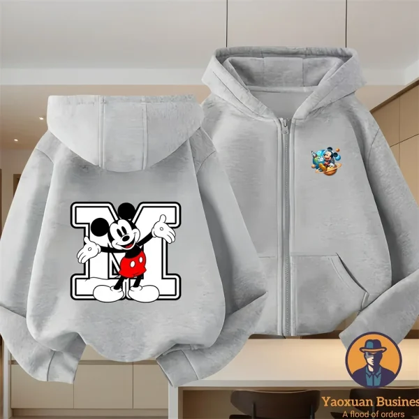 Felpe con cappuccio stampate Disney Topolino, felpe alla moda Disney, felpe con cerniera casual da uomo e da donna, felpe 2