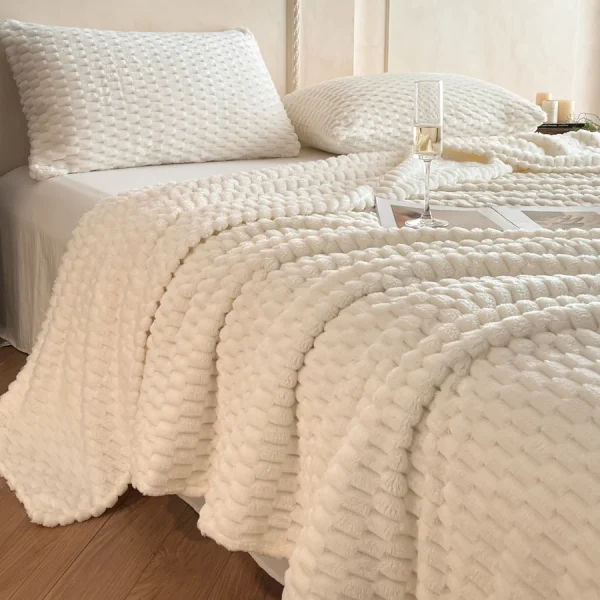 WOSTAR Coperte invernali in caldo pile corallo per letti spessa coperta di flanella scozzese soffice peluche morbida trapunta accogliente lenzuolo termico 150 4