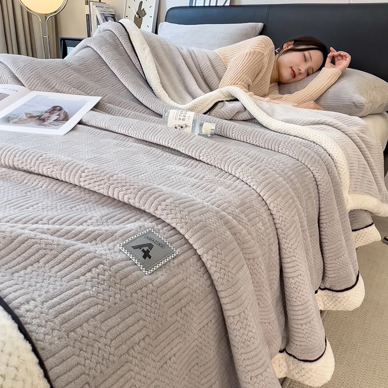 Coperta multifunzionale in velluto lavorato a maglia, copriletto in morbido pile spesso caldo, copriletto blu per l'autunno inverno 150 * 200 cm Drop Shipping 5