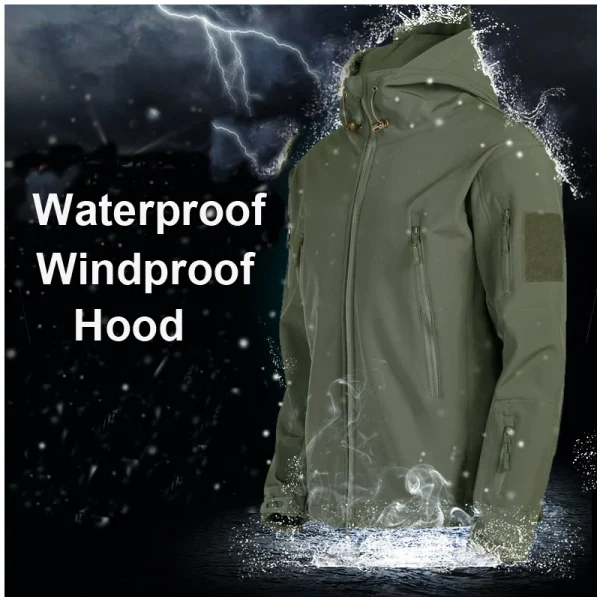 Giacche cargo impermeabili Softshell invernali da uomo Cappotto con cappuccio da uomo Combattimento Pesca Escursionismo Campeggio Arrampicata Sci Caccia all'aperto 2