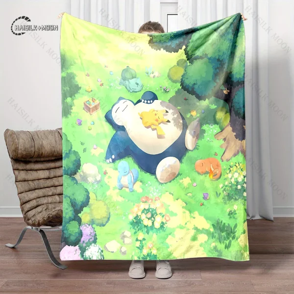 Coperta stampata Pokemon Snorlax per viaggi a casa Coperta morbida e confortevole per adulti e bambini Coperta calda per cartoni animati 5