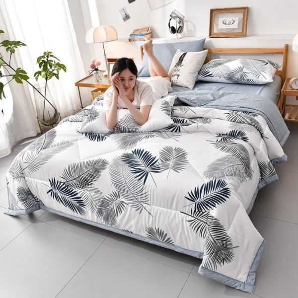 Set trapunta estiva morbida e delicata sulla pelle o trapunta singole Set piumino sottile leggero e traspirante Coperta doppia singola lavabile 2