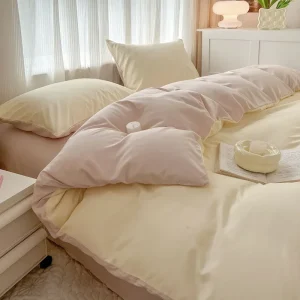 Set biancheria da letto in quattro pezzi tinta unita per bambini e adulti Letto matrimoniale Copripiumino grande in quattro pezzi Copripiumino Lenzuolo Federa 1