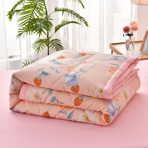 Ragazze Kawaii Strawberry Comforter Set Cartoon Fruit Floral Print trapunta morbido leggero reversibile rosa piumino con 2 federe 1