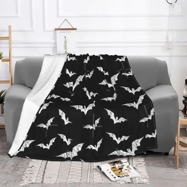Bat Pattern Throw coperta Halloween Goth Fleece flanella coperte leggere per Home Office divano letto divano auto per tutte le stagioni 4