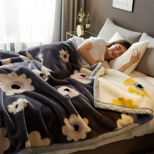 Coperte autunno-inverno stampate fronte-retro per letto Coperta Raschel floccata crittografata morbida e calda Coperta ponderata delicata sulla pelle 1