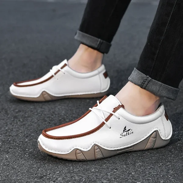 2025 primavera nuove scarpe Casual da uomo in pelle fatte a mano Sneakers moda uomo mocassini scarpe basse basse traspiranti 6
