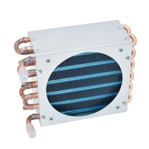 Con guscio Condensatore radiatore congelatore raffreddato ad aria ventola raffreddata ad acqua scambiatore di calore con tubo di rame con pinna in alluminio 1