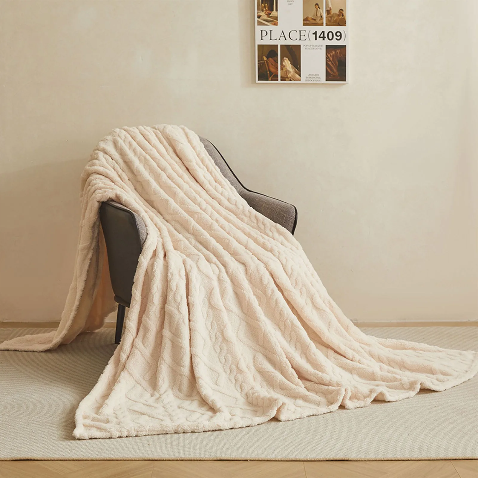 51 x 63 pollici Coperta in taffetà tinta unita Coperta in flanella di velluto corallo Coperta di copertura addensata Coperta regalo Coperta per la casa LUXURIOSA 1