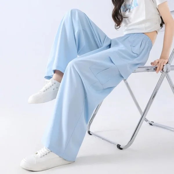 Pantaloni a gamba larga per ragazze Pantaloni in seta di ghiaccio per bambini Nuovi pantaloni anti-zanzara Abbigliamento sportivo per adolescenti Pantaloni cargo streetwear per bambini 5