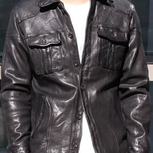 Giacca da moto vintage in vera pelle da uomo monopetto slim fit bavero primavera autunno cappotto in vera pelle di pecora di alta qualità maschile 1