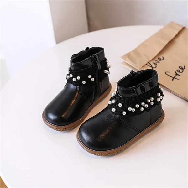 Nuovi stivali da bambino autunno/inverno per ragazze in pelle reticolo pera scarpe da principessa antiscivolo moda stivali da bambina EU 16-25 3