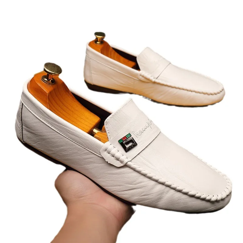 Primavera Autunno Uomo Scarpe eleganti Mocassini bianchi Scarpe casual in pelle Slip on Mocassino Scarpe Zapatos Casuales Mocassini firmati da uomo 6