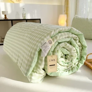 Trapunta estiva scozzese verde Trapunte estive fronte-retro di alta qualità Trapunta letto matrimoniale Semplice trapunta di lusso Biancheria da letto sottile 1