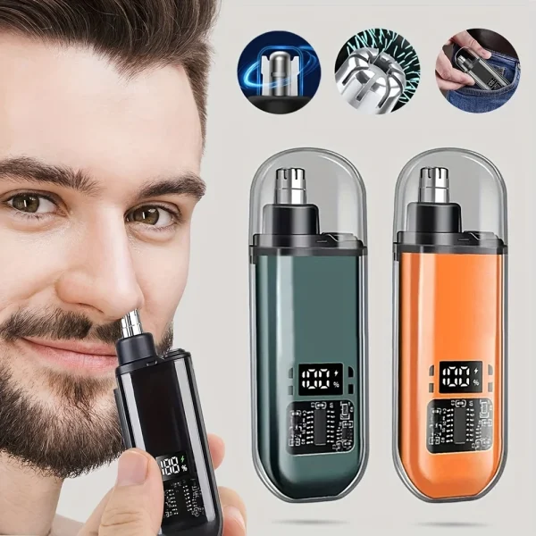 Adatto per uomo, tagliacapelli elettrico portatile per naso e orecchie con ricarica USB, mini design compatto, ricarica rapida 1