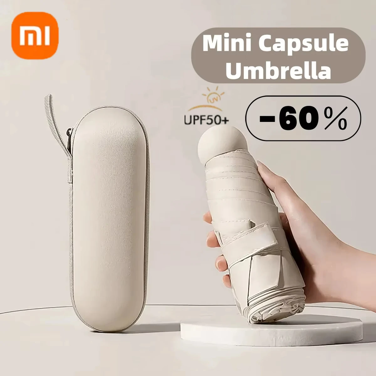 Mini Ombrello Pieghevole Parasole Portatile Protezione Solare Ombrello da Pioggia Manico in Lega di Gomma Nera Protezione UV Sole Pioggia Doppio Uso 1