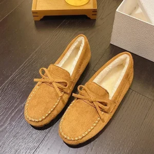 Moda Arco Inverno Mocassini da donna Appartamenti Scarpe basse antiscivolo Mocassini caldi femminili Slip-on Comfort Scarpe di cotone Zapatos De Mujer 1