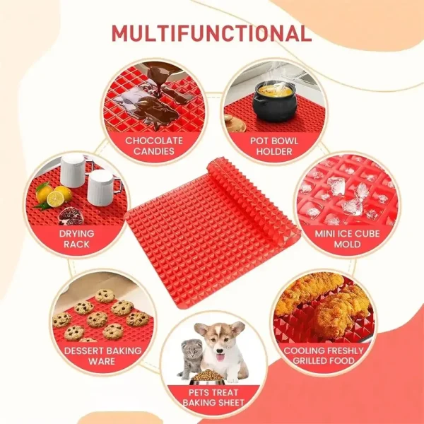Tappetino da forno in silicone Teglia da cucina Confezione da 1/2 grande 15,23 "x 10,74" Foglio antiaderente per ridurre il grasso sano per grigliare il forno BBQ 6