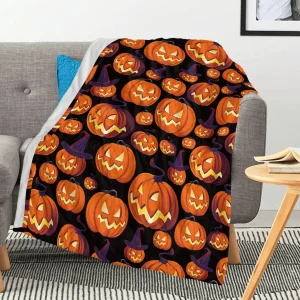 Halloween Throw coperta lanterna zucche con per divano letto divano sedia o dormitorio Super morbido leggero King Queen Size Candy Corn 1