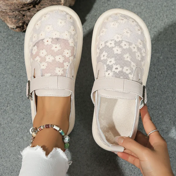 Scarpe da ginnastica da donna 2024 moda estiva scarpe basse da donna Casual fibbia chiusura in rete comfort traspirante scarpe da tennis da donna con punta coperta 1