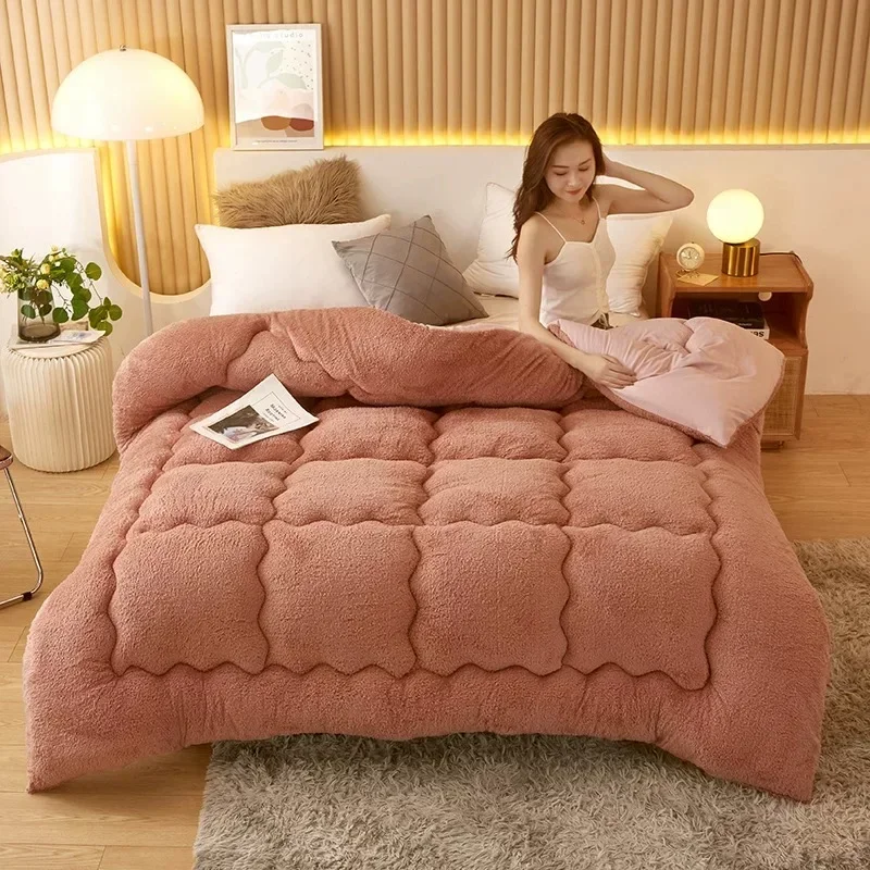 Formtheo Trapunta in velluto di agnello, spessa, calda, singola, doppia, trapuntata, copripiumino 3