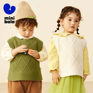 Mini Bala Maglione lavorato a maglia per ragazzi e ragazze Gilet caldo per bambini autunnali per stratificazione 1