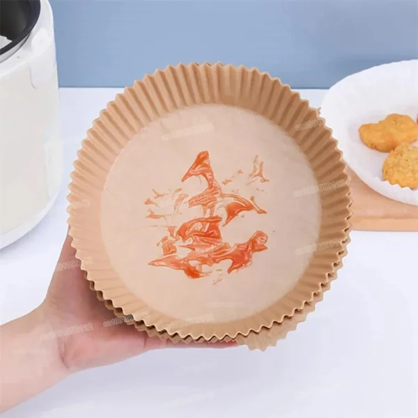 50/100 Pz Friggitrice Ad Aria Carta Usa E Getta Antiaderente Airfryer Carte Da Forno Rotonde Friggitrice Ad Aria Fodere di Carta Accessori Da Cucina di Carta 5