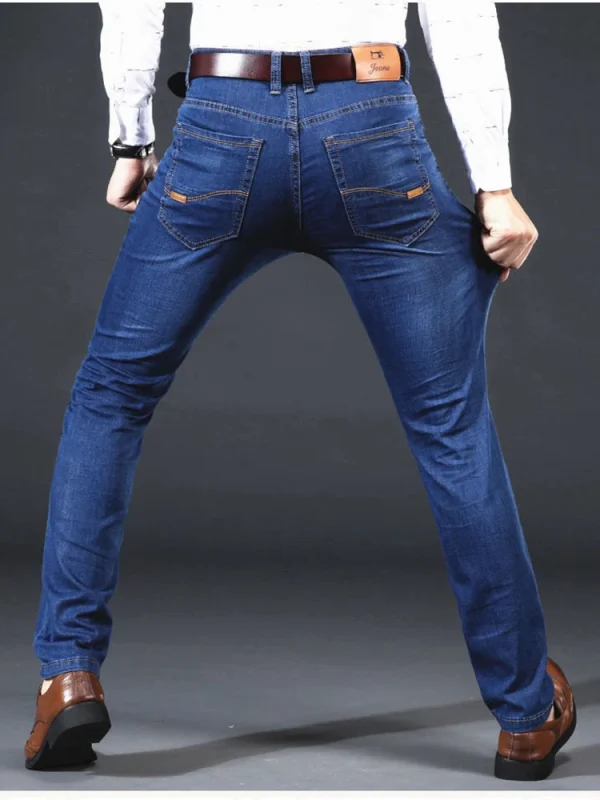 Nuovi uomini leggeri di lusso elasticizzati pantaloni slim fit comodi morbidi pantaloni di jeans casual dritti moda business abbigliamento di marca maschile 4