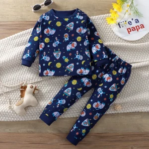 Abito in cotone autunno e inverno Intimo a maniche lunghe Mutande lunghe Pigiama per bambini di medie e grandi dimensioni Set pigiama 1