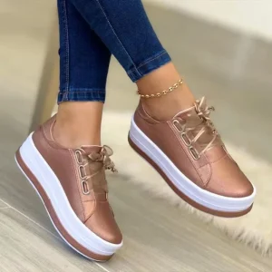 Scarpe taglie forti da donna 35-43 Autunno Inverno Moda Zeppe con plateau stringate Comode sneakers antiscivolo Scarpe da donna 1