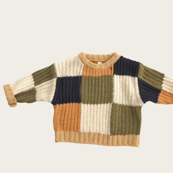 1-6 anni vestiti autunnali per bambini bambino bambini ragazze ragazzi maglione cotone maglia color block patchwork maglione casual inverno top pullover 1