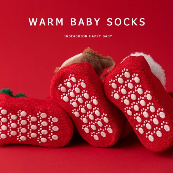 Neonato Cotone Autunno Inverno Neonate Ragazzi Calzini per bambini Infantile Natale Babbo Natale Terry Pantofole calde Calzino per bambini 0-3 anni 6