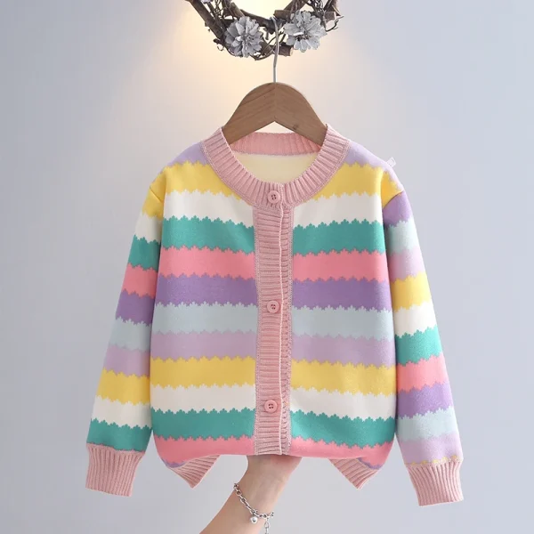 Giacca maglione da ragazza, nuovo stile autunno e inverno, addensato e alla moda, maglione lavorato a maglia da ragazza, top per bambini 3