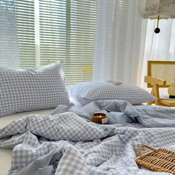Semplice piumino di lusso Copriletto sottile Biancheria da letto Trapunta estiva scozzese fresca Trapunte estive fronte-retro di alta qualità Trapunta letto matrimoniale 2