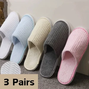 3 paia/set pantofole da hotel antiscivolo con punta chiusa pantofole da bagno per hotel usa e getta di alta qualità pantofole da viaggio per ospiti al coperto calde 1