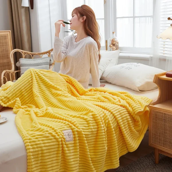 Coperta pelosa a righe Napping copriletti morbidi in velluto al latte 1 pz lenzuola termiche calde multiuso per letto matrimoniale singolo e divano singolo 2