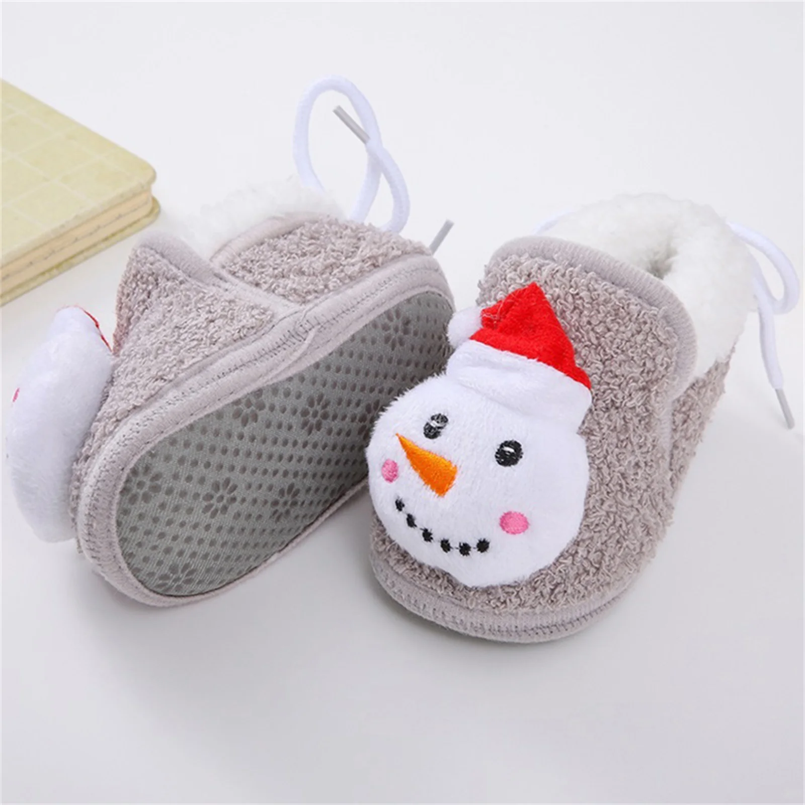 Scarpe natalizie per bambini, babbo natale pupazzo di neve alce suola morbida scarpe da passeggio antiscivolo appartamenti scarpe invernali per bambini per ragazze ragazzi 0-18M 6